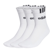 Adidas 3-Stripes Linear Half-Crew Cushioned Socks 3 Pairs-Bianco